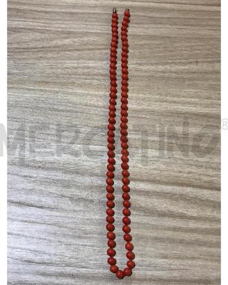 COLLANA CORALLO ROSSO ANTICO PERLE TONDE NO CHIUSU