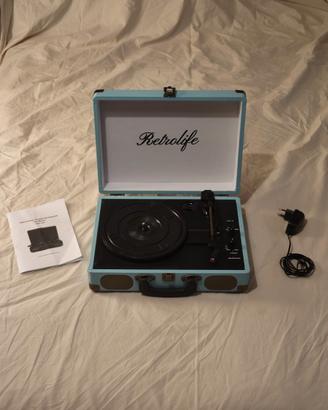Giradischi vintage Retrolife a valigetta Bluetooth