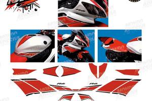 Adesivi compatibili con Yamaha YZF R6 bianco rosso