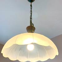 Lampada da cucina in vetro satinato e legno
