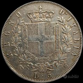 5 lire 1865 Torino Rara