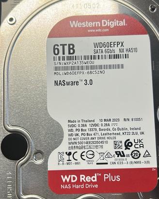 WD Red Pro 6TB per NAS Hard Disk interno