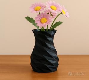 🖤 Vaso Low-Poly Nero – Design moderno (3D print)