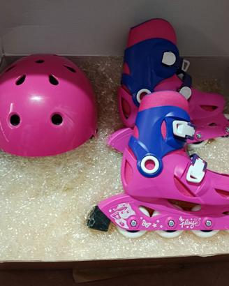 pattini in linea con casco per bambini 