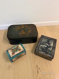 Lotto 3 Scatole Latta Vintage