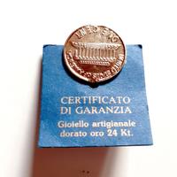 Spilla dorata 24 carati One Cent USA - Selecta Oro