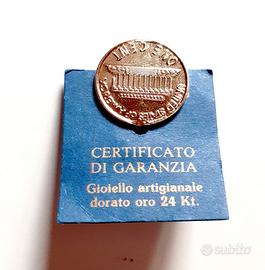 Spilla dorata 24 carati One Cent USA - Selecta Oro