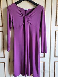 abito di jersey viola prugna, taglia L, elegante, 