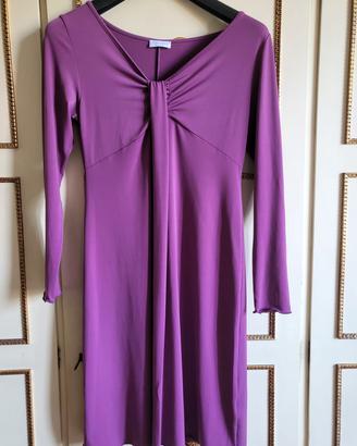 abito di jersey viola prugna, taglia L, elegante, 