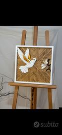 Quadro decorativo 3D artigianale colibrì 40x40 cm