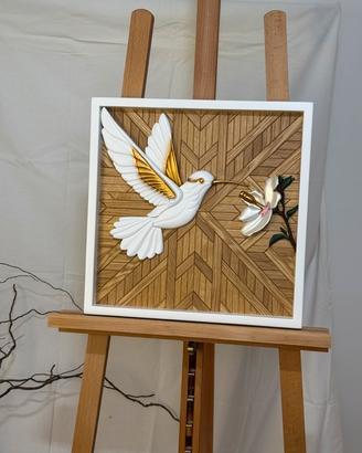 Quadro decorativo 3D artigianale colibrì 40x40 cm