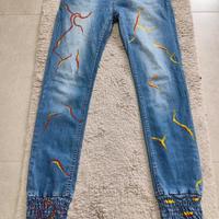 Jeans donna taglia s colorato a mano