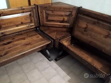 Cassapanca angolare in legno massello 