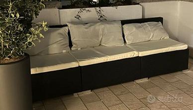 Divano da esterno in rattan – 3 moduli, 3 posti