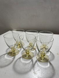 Set 6 calici vintage - stelo fiore giallo ambra