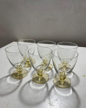Set 6 calici vintage - stelo fiore giallo ambra