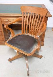 SEDIA D'EPOCA DA UFFICIO IN LEGNO VINTAGE