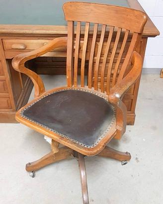 SEDIA D'EPOCA DA UFFICIO IN LEGNO VINTAGE