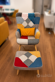 Poltrona Relax Patchwork & Poggiapiedi Coordinato