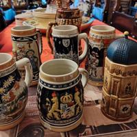 Lotto di 7 Boccali da Birra in ceramica vintage,pe