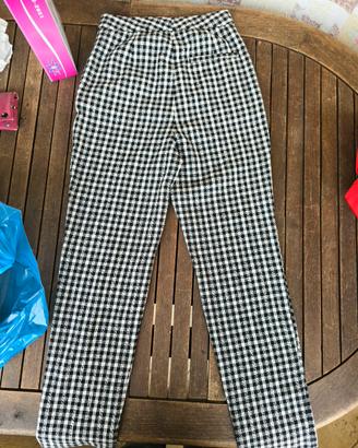 Pantaloni Zara quadretti bianco nero vita alta