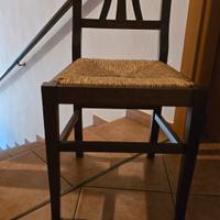 Sedie in legno con seduta di paglia