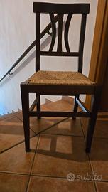 Sedie in legno con seduta di paglia