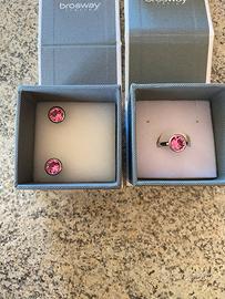 Brosway orecchini + anello con cristalli rosa