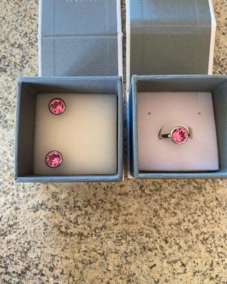 Brosway orecchini + anello con cristalli rosa