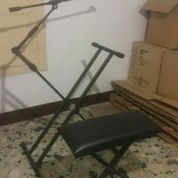 Sostegno pianola tastiera con sgabello e asta