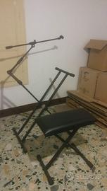 Sostegno pianola tastiera con sgabello e asta