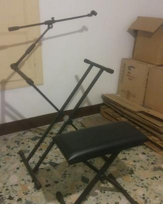 Sostegno pianola tastiera con sgabello e asta