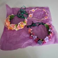 Tre cerchietti fiori capelli handmade