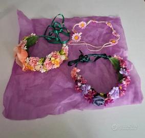 Tre cerchietti fiori capelli handmade