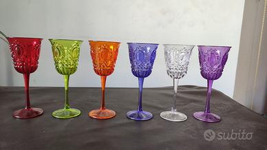 Vintage ‘60 n.6 bicchieri bibita plastica colorata