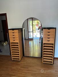 Mobile cassettiera con specchio centrale