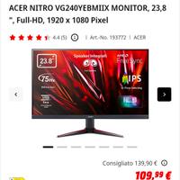 monitor Acer full HD da gaming 1 ms