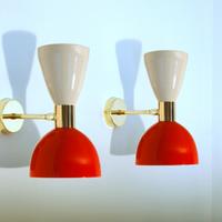 Coppia di Applique STILNOVO Style WHITE / RED