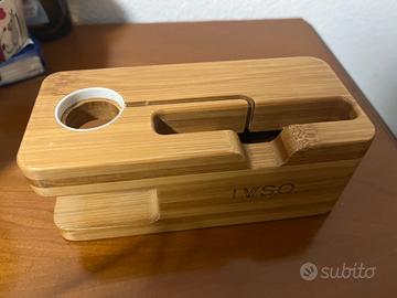 Accessorio in legno iphone e apple watch