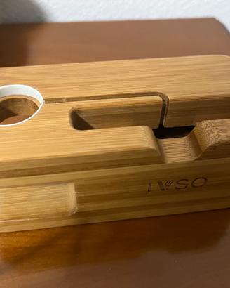 Accessorio in legno iphone e apple watch