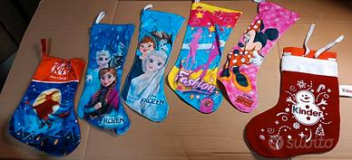 Set 6 calze della Befana varie Minnie, Barbie, Fro