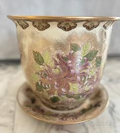 Cachepot Orientale con Sottovaso - Stile Satsuma