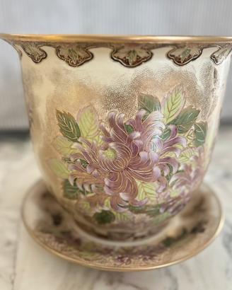 Cachepot Orientale con Sottovaso - Stile Satsuma