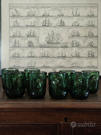 Set di 8 bicchieri vintage verde Empoli