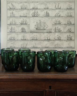 Set di 8 bicchieri vintage verde Empoli