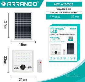 Faro LED con Pannello Solare 100W Telecomando IP67