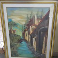 Quadro A. Ozzici olio su tela cornice originale