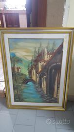 Quadro A. Ozzici olio su tela cornice originale