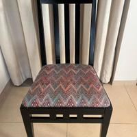6 sedie nere di legno, con tessuto Missoni