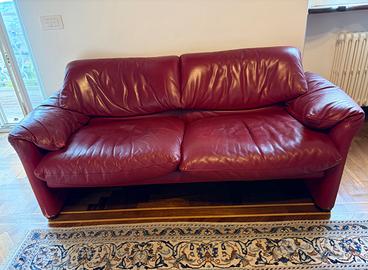 Divano CASSINA MARALUNGA in pelle bordeaux